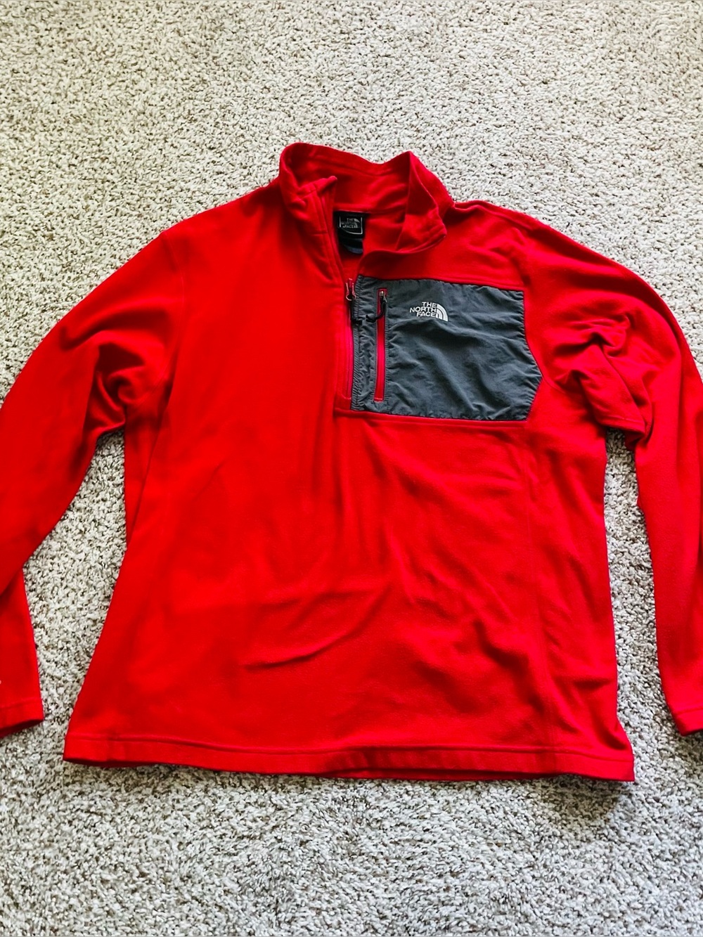 The North Face Men's Large Red TKA Glacier 1/4 Zip Fleece Pullover Jacket